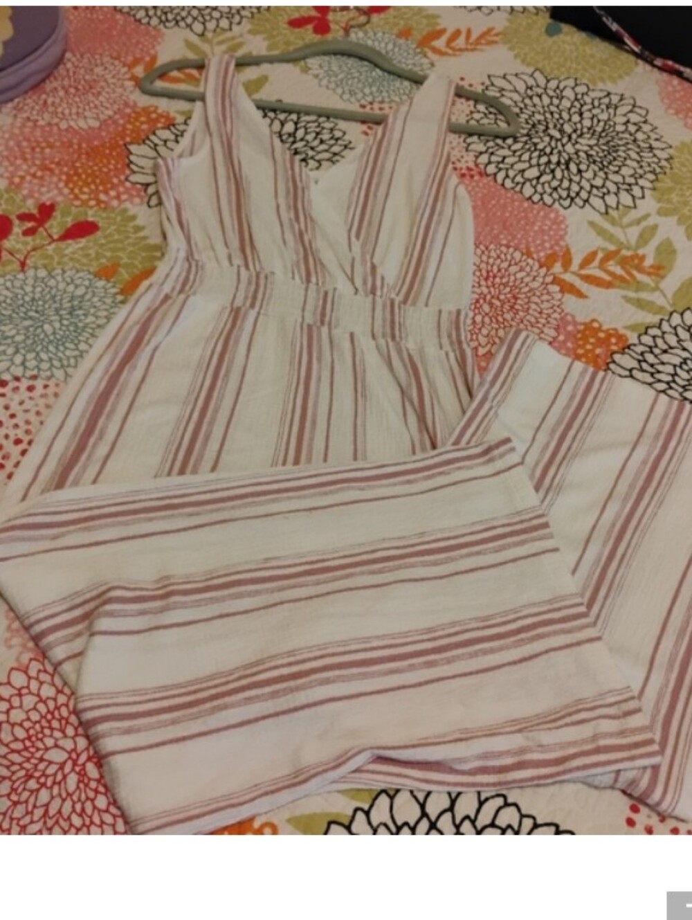 Love Tree Pink and White Textured Striped Jumpsuit Size S